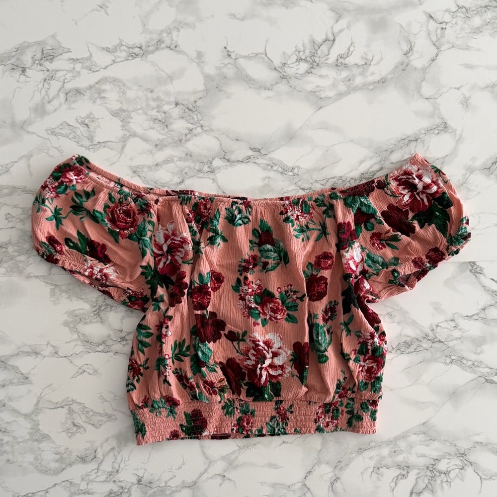 Floral Off-Shoulder Cropped Top